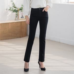 [진마니아]허리밴드 블랙 밑단 이중컷팅 스판 일자진 여성 청바