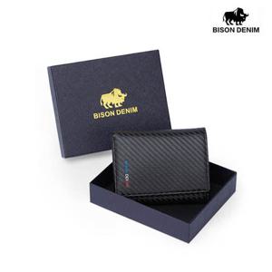 [바이슨데님]남자 카본 슬림 똑딱이 3단 반지갑 W4543-2B-1