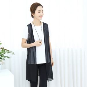 애비뉴투지 엄마옷 오픈 쉬폰 여성 여름 시스루 롱 조끼 V04019