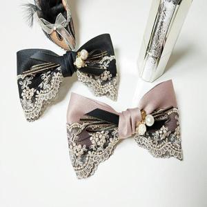 핸드메이드 여성 고급 레이스 머리핀 헤어핀 리본핀c