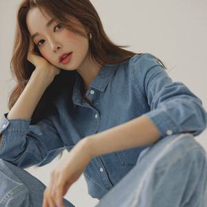 오드 BLN078 레트로 베이직 데일리 데님 셔츠