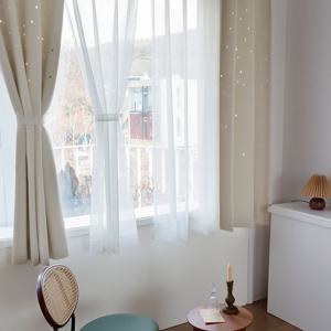 까르데코 디망쉬스타 펀칭암막+무지속지 창문커튼4장+커튼봉10자