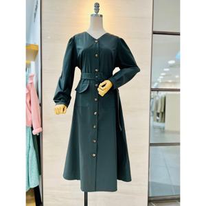 [포커스]브이넥 투포켓 단추 벨트 롱원피스_FS2A7OP0009