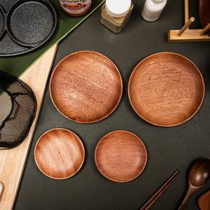 BUCK703 감성캠핑 우드접시 4P세트 11cm 2P+15cm 2P+파우치