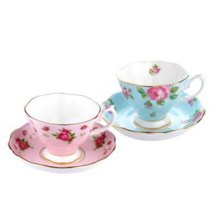 [로얄알버트]뉴황실장미 커피잔 2인조 핑크,블루