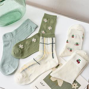 데일리 시스루 긴목 그린 체리콕 양말세트(5종)