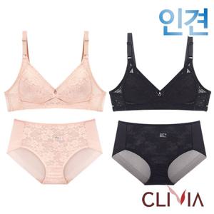 [크리비아]노와이어 인견 레이스 풀컵 무빙브라팬티2종(CLB1797)