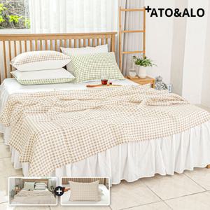 아토앤알로 시어서커 깅엄체크 여름 홑이불베개세트 퀸Q 2컬러