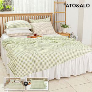 아토앤알로 시어서커 깅엄체크 여름 홑이불베개세트 싱글 2컬러