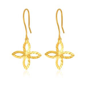 여자 순금 귀걸이 1.87g [전체컷팅 십자꽃잎]