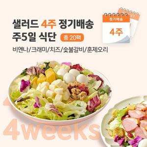 샐러드 4주 정기배송 주5일(비엔나1+크래미1+치즈1+숯불1+오리1)