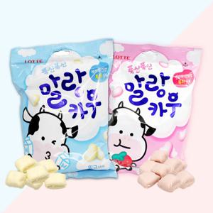 롯데제과 말랑카우 대용량(158g) 밀크 4개+딸기우유 4개