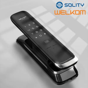 솔리티 웰콤 무타공 푸시풀 디지털도어락 [스윙(WP-450)] 카드키4개+번호키 블루투스(옵션) 내부이중잠금 생활방수 스마트라이팅 허수기능 강력한 내구성 현관문도어록