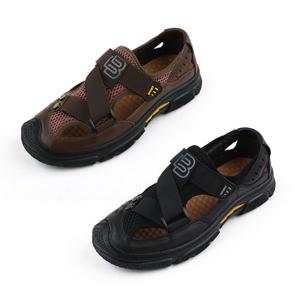 남성용 HD-7740 밴드 메쉬 가죽 샌들 통기성 여름 비치화