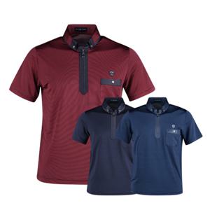 럭스골프 남성 쿨 집업 카라 반팔티셔츠 (AJP2M404)