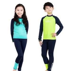 [아쿠아리우스]아쿠아리우스 아동 주니어 남아 여아 수영복 래쉬가드 AQ17-TL02 상하 세트