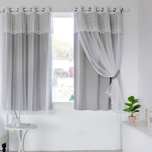 까르데코 노르딕 암막+디망쉬레이스 창문형 커튼 4장+봉 세트