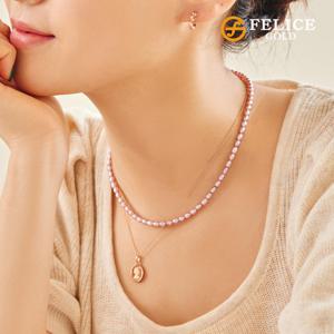 펠리체골드 [봄특가] 14K 라벤더 담수진주 목걸이