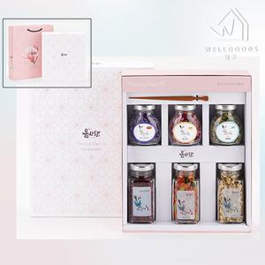 [웰굿]프리미엄 꽃차 6종 선물세트(꽃차6,차집게)