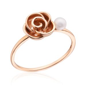 [비앤비골드] 14K 볼륨 플라워 장미 진주 탄생화 반지 NPR31821