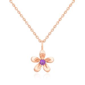 [비앤비골드] 14K 플라워 물망초 자수정 탄생화 목걸이 NPN31829
