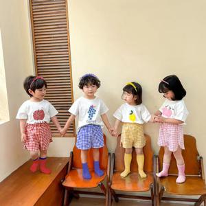 [엠케이] 패션 체크 후르츠 유아 반팔 상하세트(80-120)204703