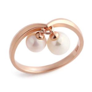 [비앤비골드] 14K V 진주 딸랑이 흰진주 반지 DNR32362