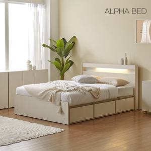 알파침대 아인 LED 서랍형 빅수납 침대프레임 Q