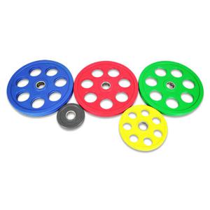 7홀 컬러 중량원판 15kg I 고무 바벨원판 홈짐