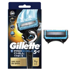 질레트 프로쉴드 칠 면도기 2UP  (면도기+면도날2개)