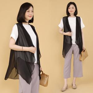 애비뉴투지 엄마옷 아리아 쉬폰 드레이프 여름 롱 조끼 V07224