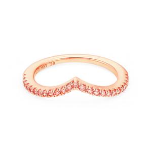 판도라 186316C02 타임리스 위시본 스파클링 핑크 로즈 반지