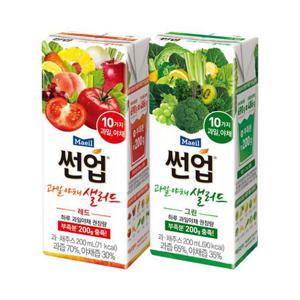 [매일유업]썬업 과일야채샐러드 그린 200ml 24팩+레드 200ml 24팩
