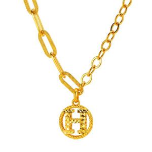 [한국금다이아몬드] 여자 순금 목걸이 언발 체인 컷팅H 24K 37.5g 18K장식