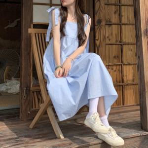 슈팅스타 /  빠른출고 리본 스트랩 심플 스퀘어넥 뷔스티에 원피스 951640