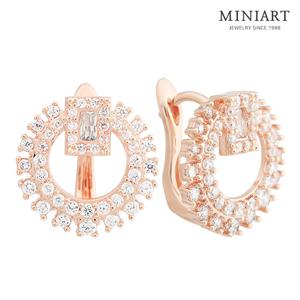 [미니아트] 14K GF 케이틀린 골드필드핀 큐빅 링 원터치 귀걸이