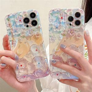 갤럭시A23 4G LTE A235 럭셔리 유화 플라워 큐빅 실리콘 케이스