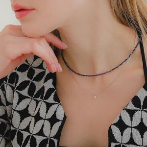 제이로렌 블루사파이어 원석 비즈 목걸이 N01062