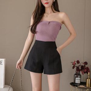 [옷자락]여자 하이웨스트 흰색반바지 여름슬랙스 숏팬츠