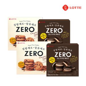 롯데 제로 초콜릿칩 쿠키 168g x 2개 + 카카오케이크 171g x 2개