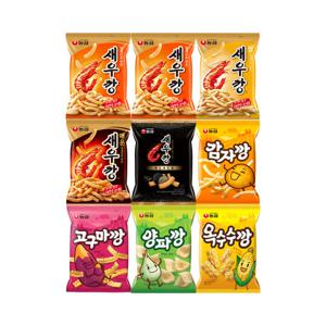 농심 깡 시리즈 과자 9종 세트 / 새우깡 감자깡 양파깡 옥수수깡
