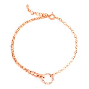 [비앤비골드] 14K 도넛링 큐빅 레이어드 체인 팔찌 IRB33820