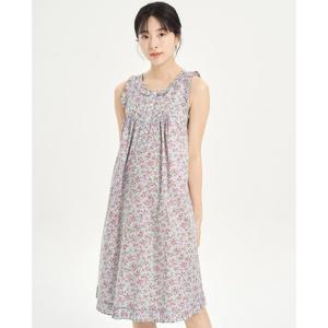 [메이플라워]회색잔꽃 나시 순면 여성 빅사이즈 원피스 잠옷