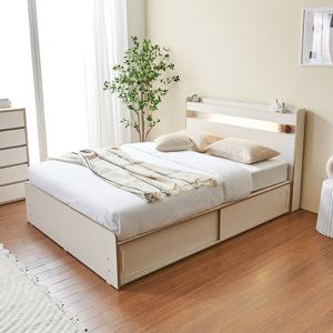 에보니아 로엠 LED 슬라이딩 도어 수납침대 Q 본넬매트포함 [수