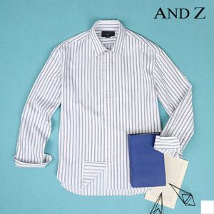 [앤드지] 스트라이프 패턴 히든카라 코튼 셔츠 (BZZ3WC1102)