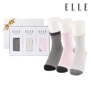 [엘르(양말)]여성 중목 스트라이프 3족세트 EE13005S3