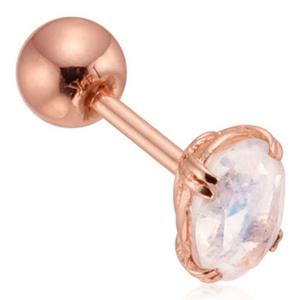 [비앤비골드] 14K 심플 레인보우 문스톤 피어싱 한쪽 NPE34517