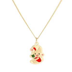 [비앤비골드] 14K 미아방지 토끼띠 컬러 아기 목걸이 IRN32485