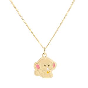 [비앤비골드] 14K 미아방지 원숭이띠 컬러 아기 목걸이 IRN32490