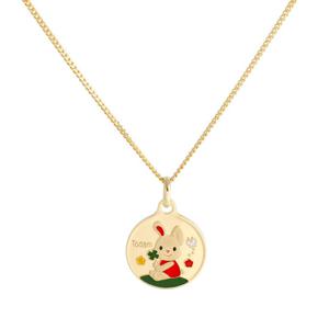 [비앤비골드] 14K 미아방지 토끼띠 컬러 코인 목걸이 IRN32461